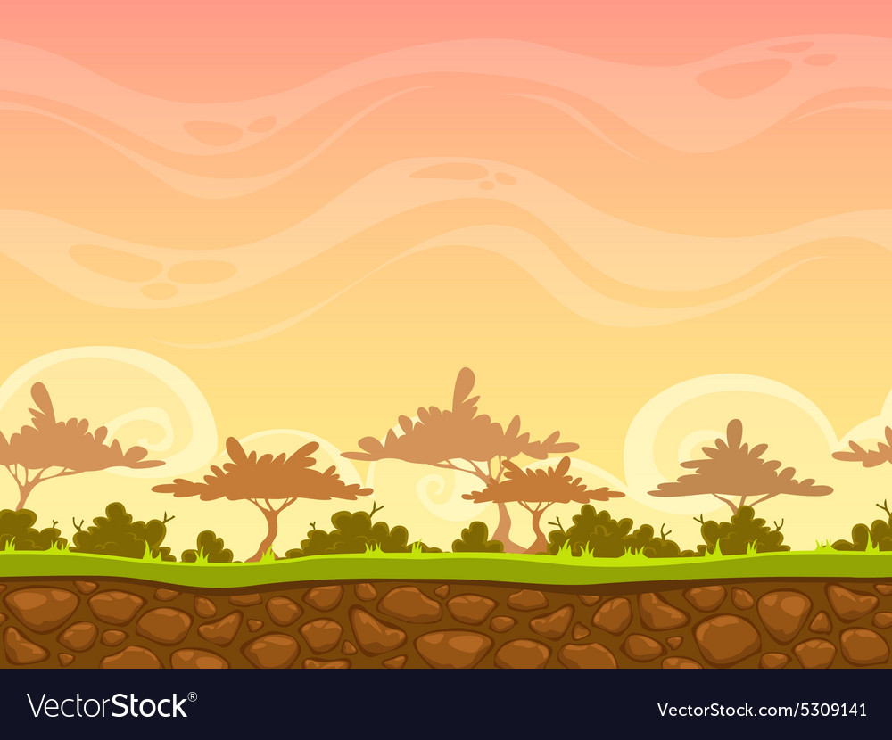 Seamless savanna landscape Royalty Free Vector Image