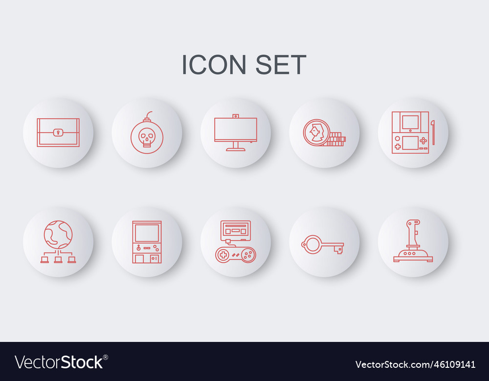 Set Line Joystick für Arcade-Maschine Computer vector image Set Line Joystick für Arcade-Maschine Computer