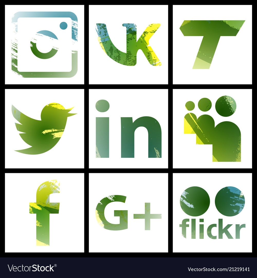 Set of social networking icons web design flat Vector Image Set of social networking icons web design flat