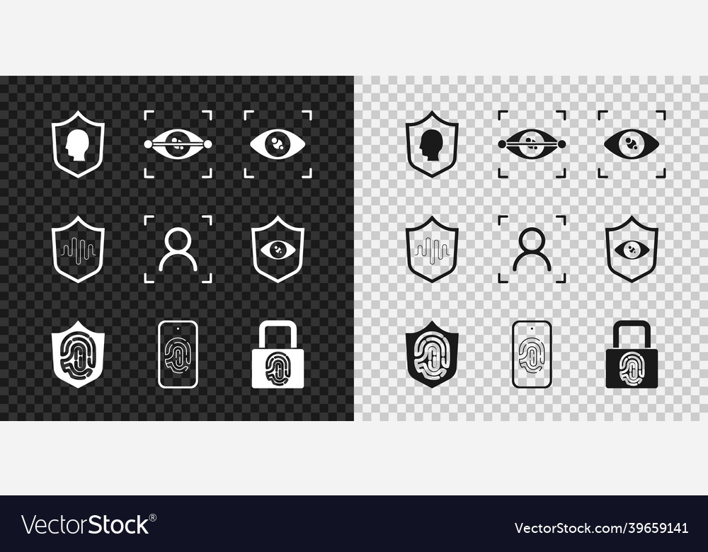 Set user protection eye scan fingerprint vector image Set user protection eye scan fingerprint