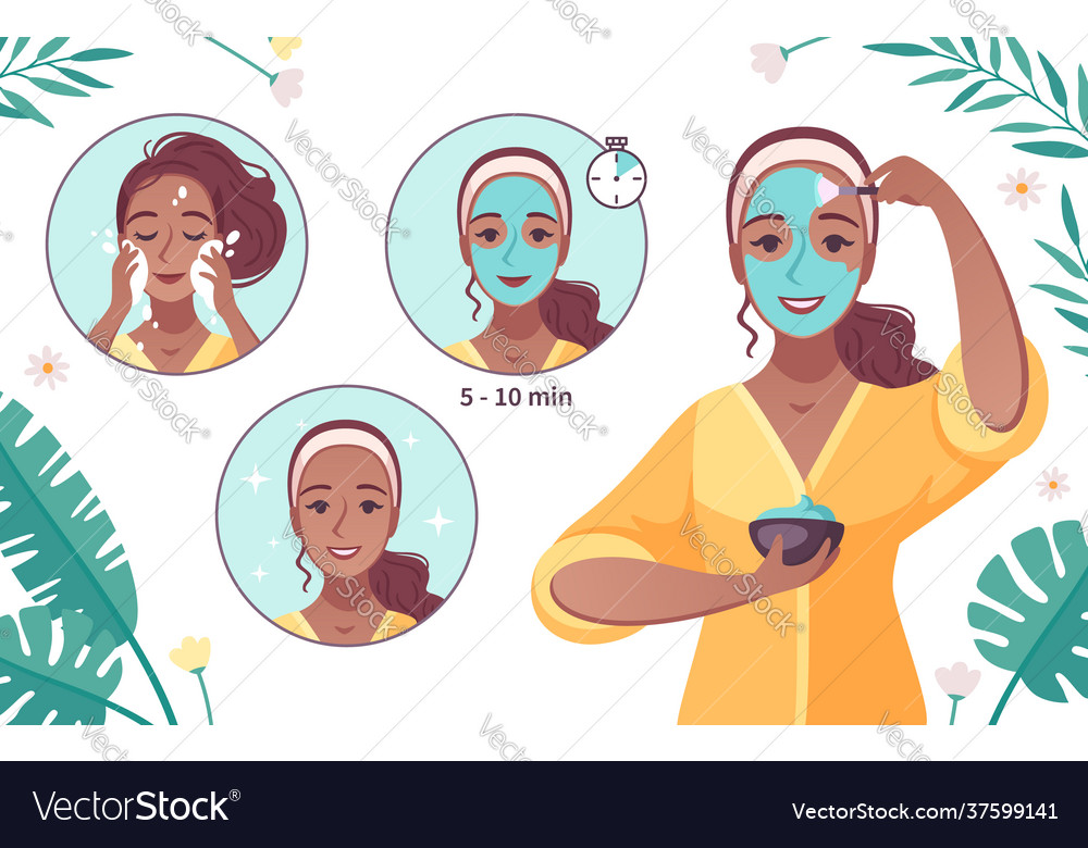 Skincare mask application cartoon Royalty Free Vector Image Skincare mask application cartoon Royalty Free Vector Image