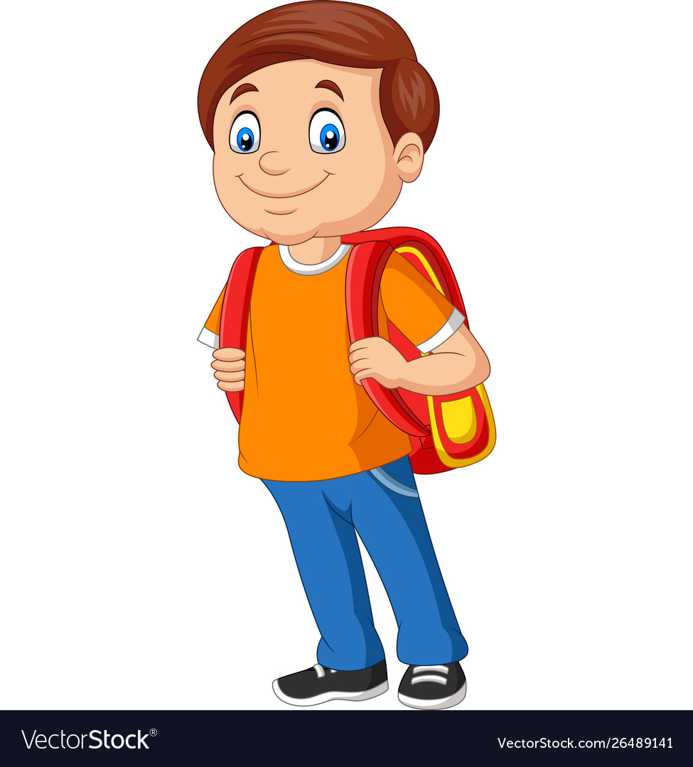 Smiling Schoolboy with Backpack