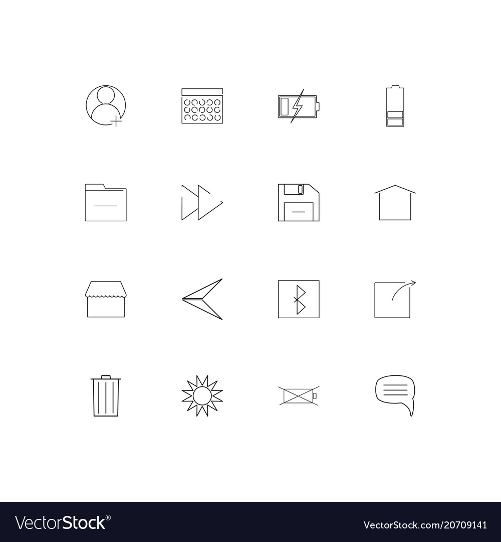 User interface simple linear icons set outlined