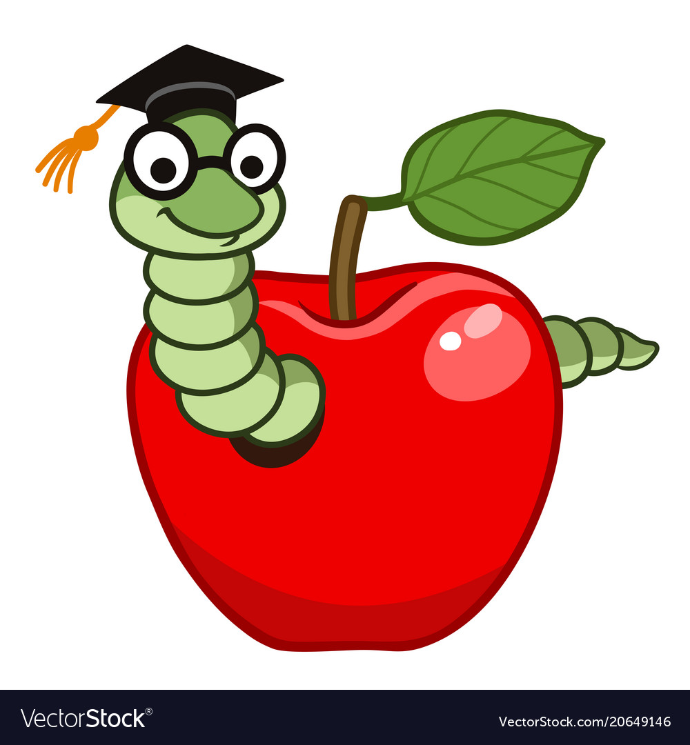 Bookworm in apple Royalty Free Vector Image - VectorStock