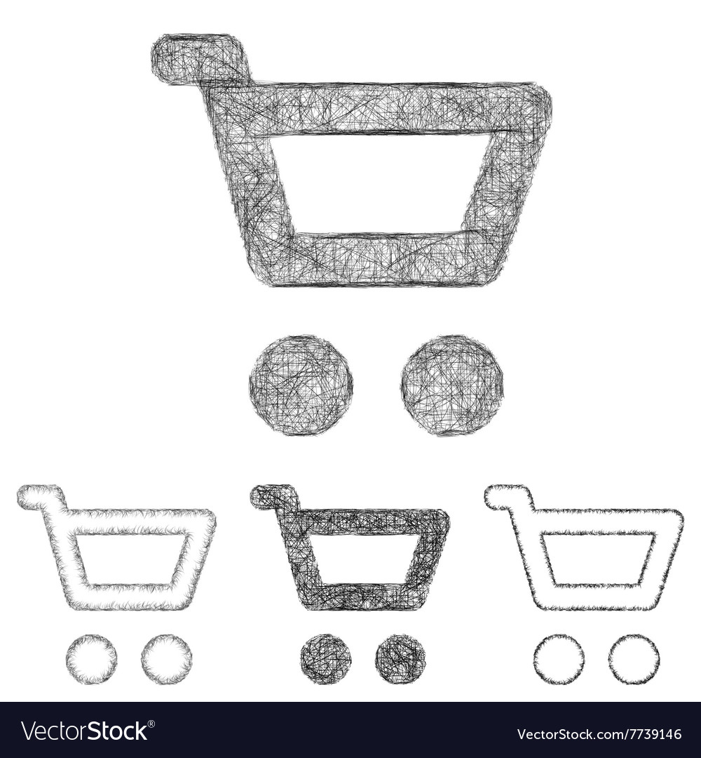 Cart icon set - sketch line art