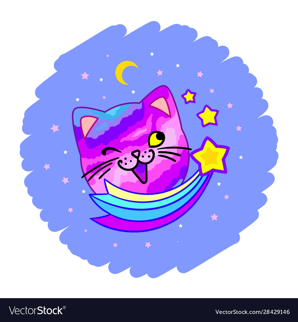 Coloring with cute cat planet and kittens vector image Coloring with cute cat planet and kittens