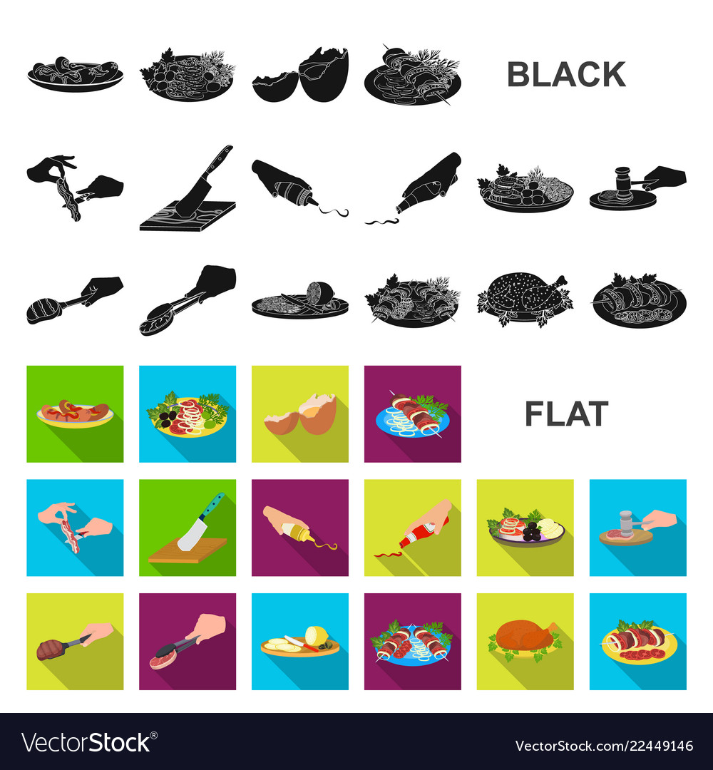 Cooking food flat icons in set collection