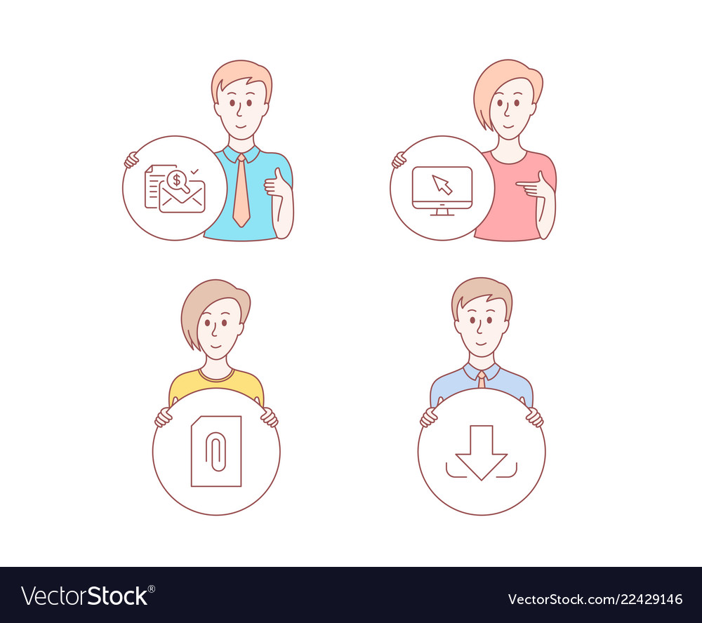 Internet attachment and accounting report icons Vector Image Internet attachment and accounting report icons