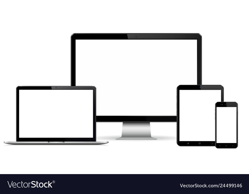 Isolated digital devices with empty space on white vector image Isolated digital devices with empty space on white