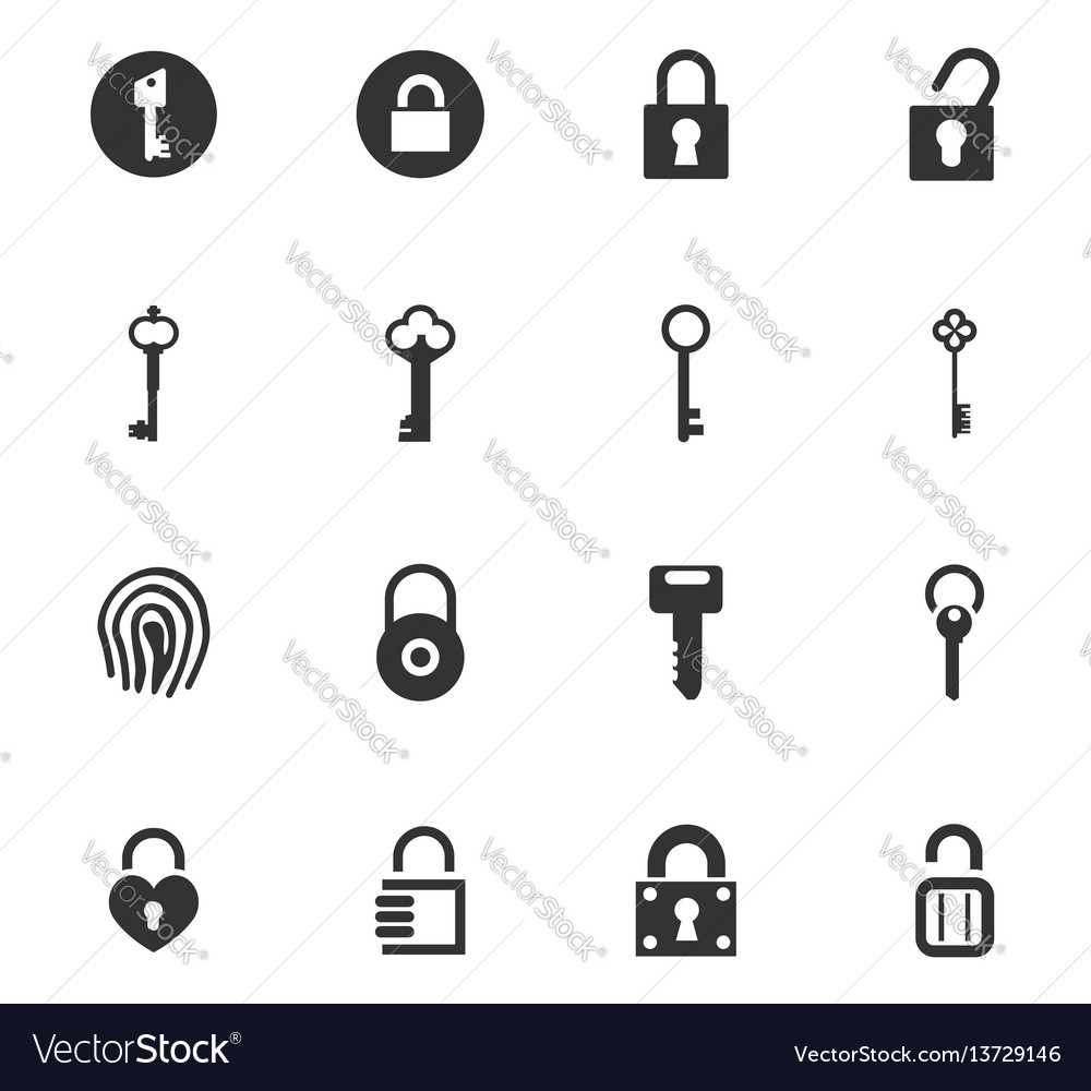 Lock and key icons set