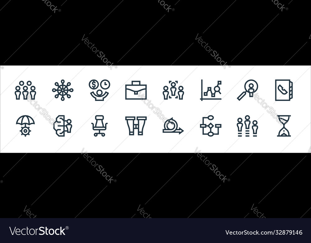 Management line icons linear set quality vector image Management line icons linear set quality