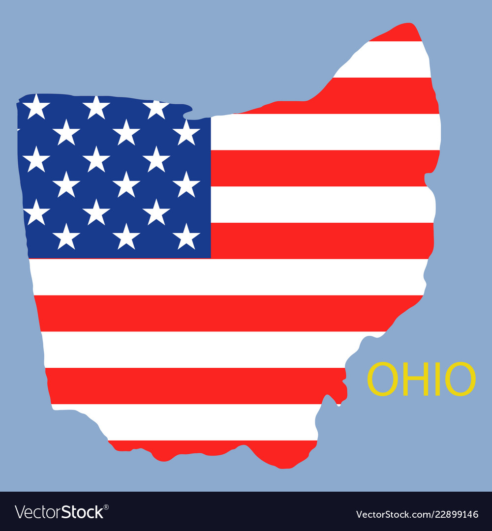 Ohio state of america with map flag print Vector Image