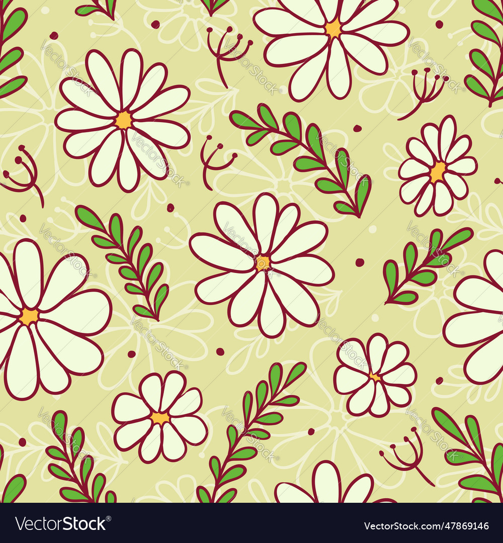 Pattern with decorative chamomile Royalty Free Vector Image