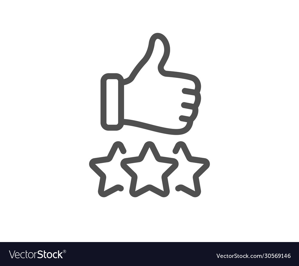 Rating stars line icon thumb up hand sign