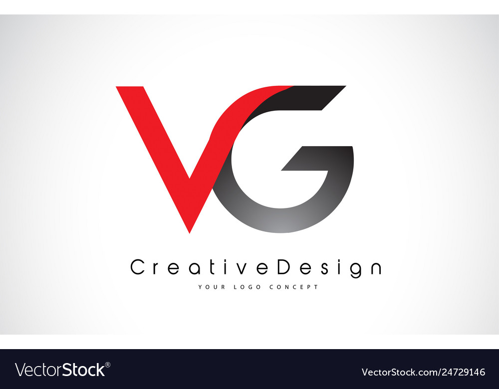 Red And Black Vg V G Letter Logo Design Creative Vector Image