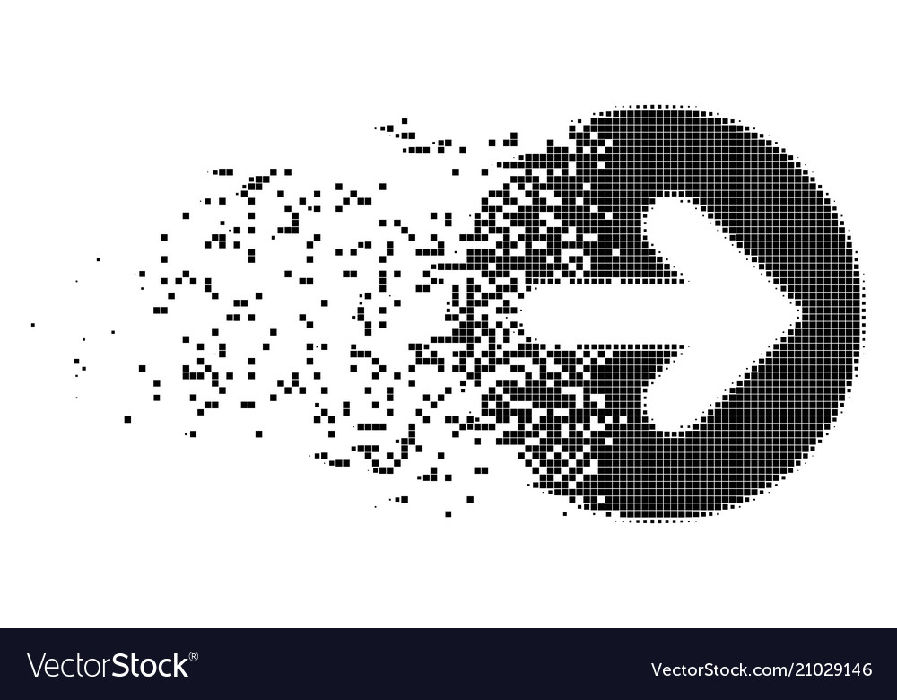Right rounded arrow disintegrating pixel icon vector image Right rounded arrow disintegrating pixel icon