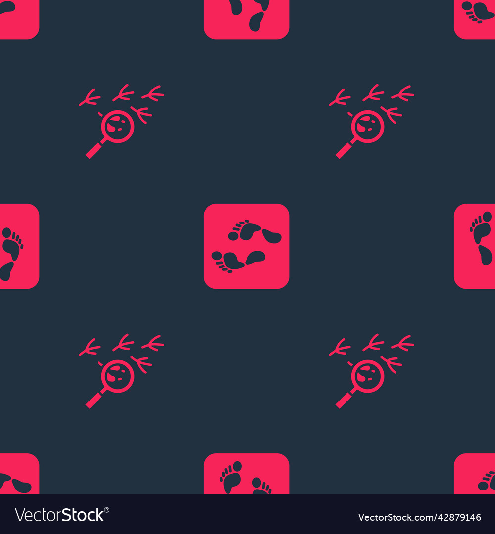 Set bird footprint and human on seamless pattern