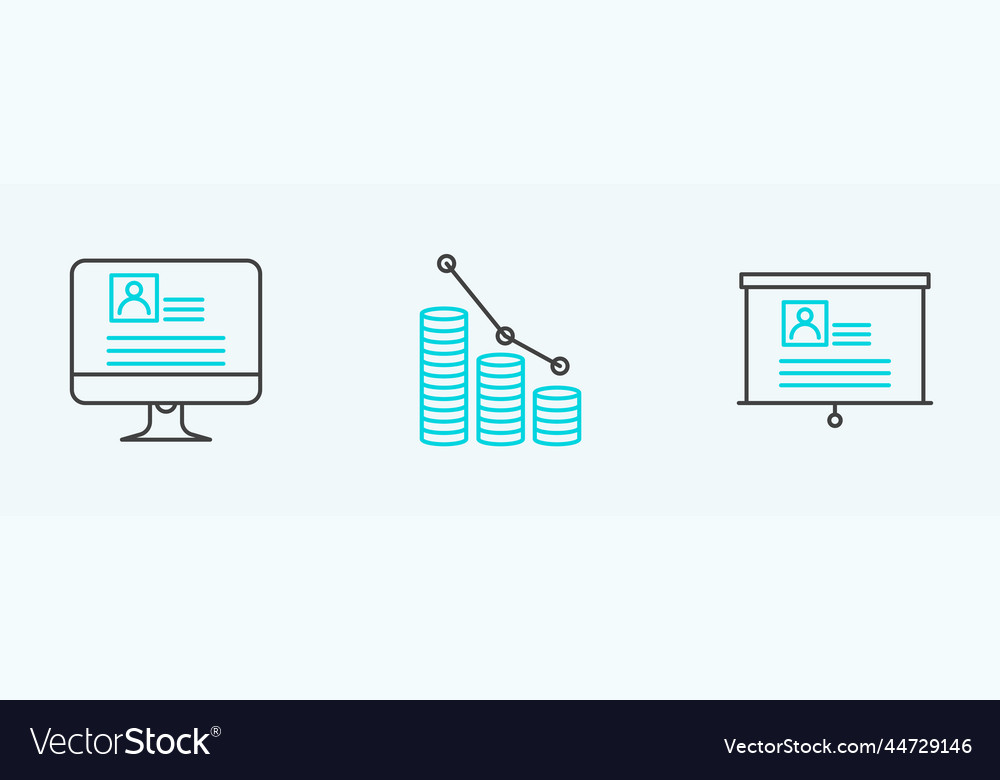 Set line board with resume computer monitor vector image Set line board with resume computer monitor
