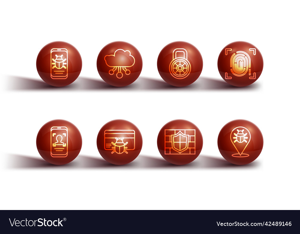 Set line system bug on mobile and face vector image Set line system bug on mobile and face