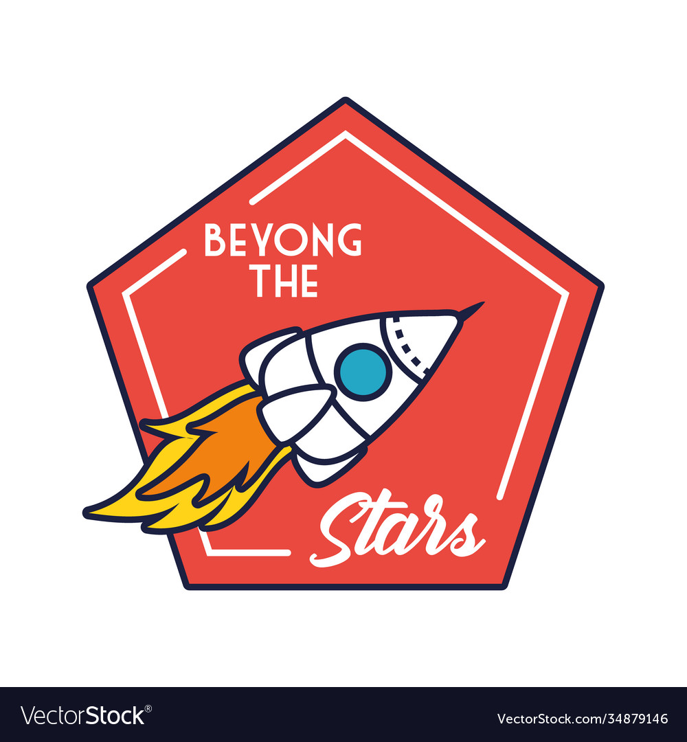 Space badge with rocket and beyong stars