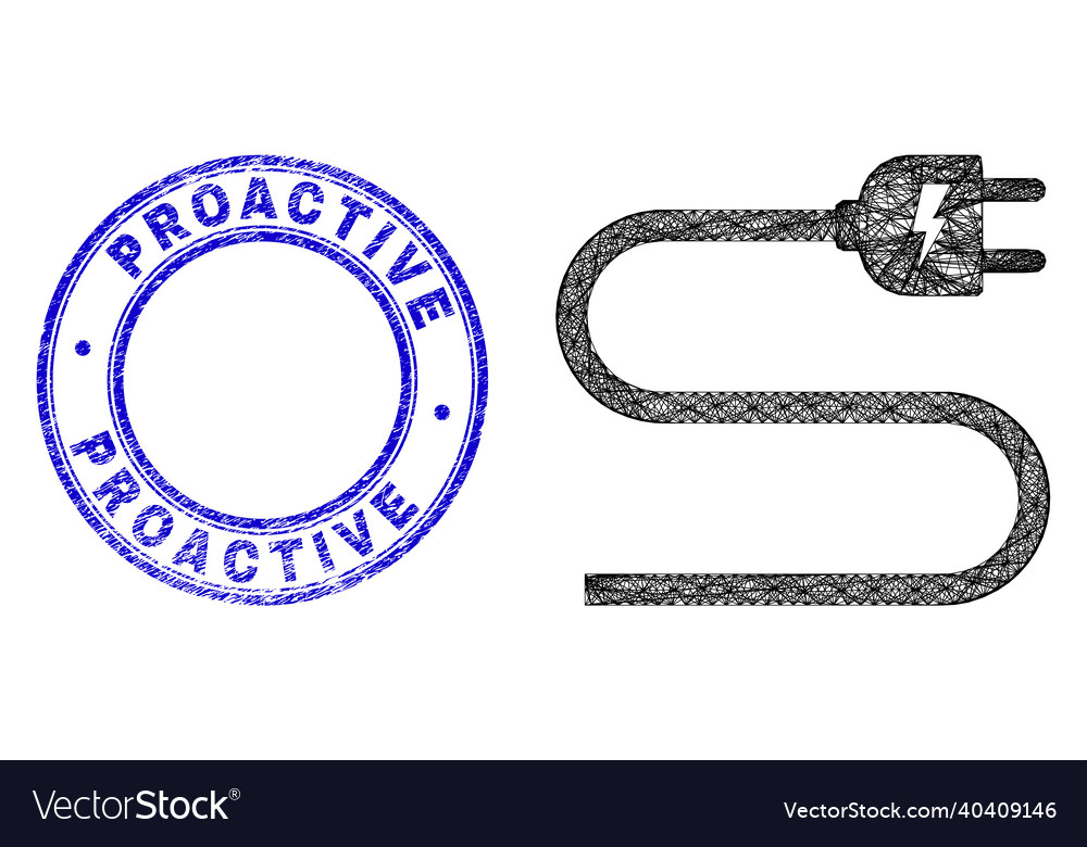 Textured proactive badge and network irregular vector image Textured proactive badge and network irregular