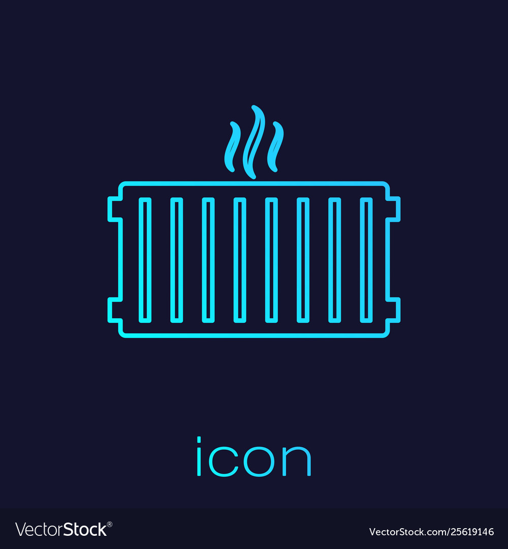 Turquoise heating radiator line icon isolated