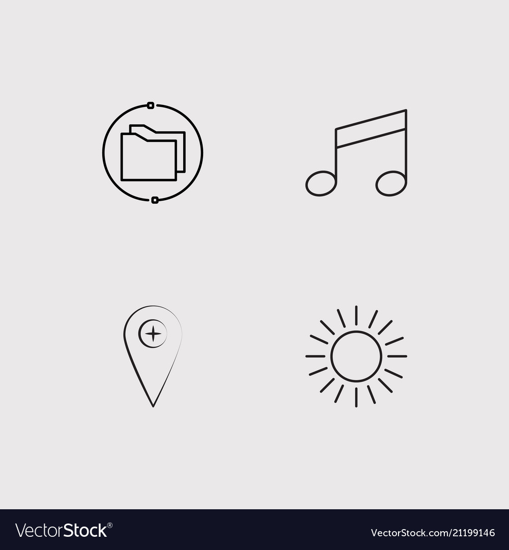 User interface simple linear icons set outlined