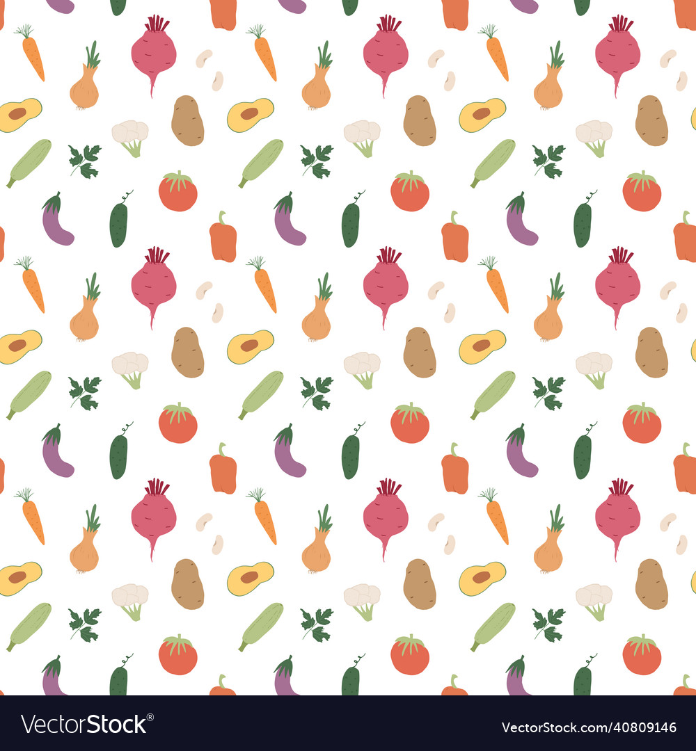 Vegetables seamless pattern vegetarian healthy Vector Image