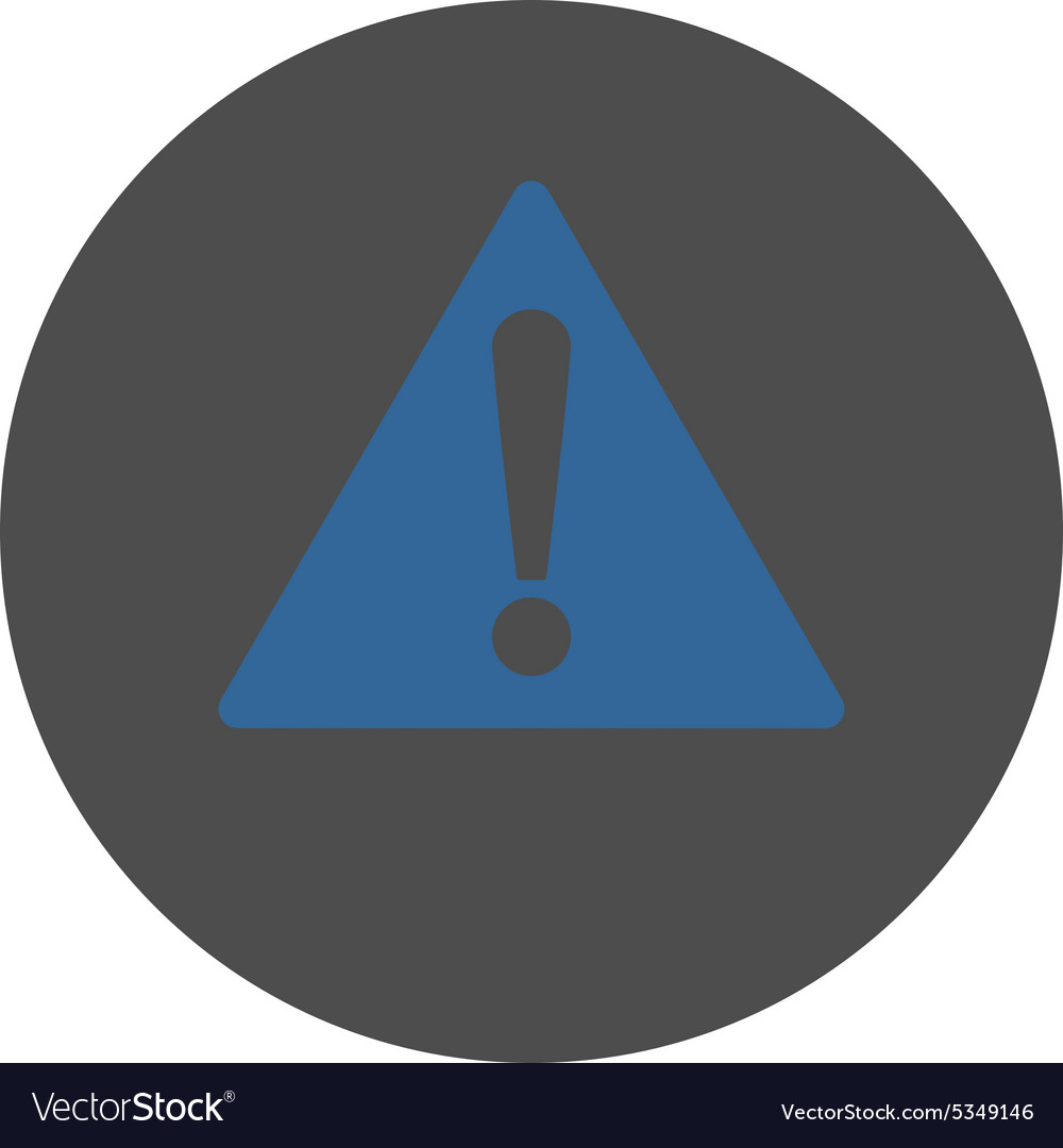 Warning flat cobalt and gray colors round button