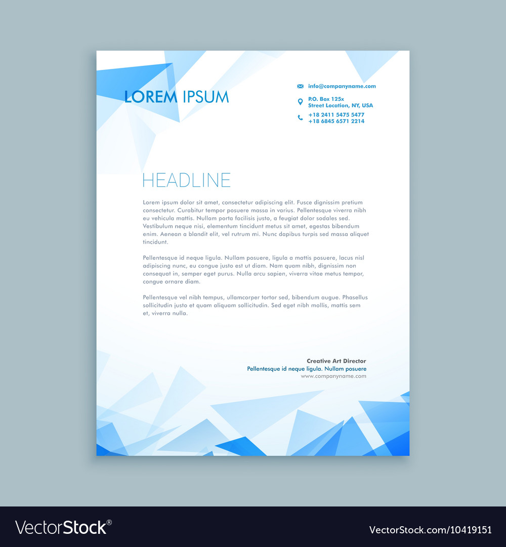 Abstract triangle letterhead design Royalty Free Vector