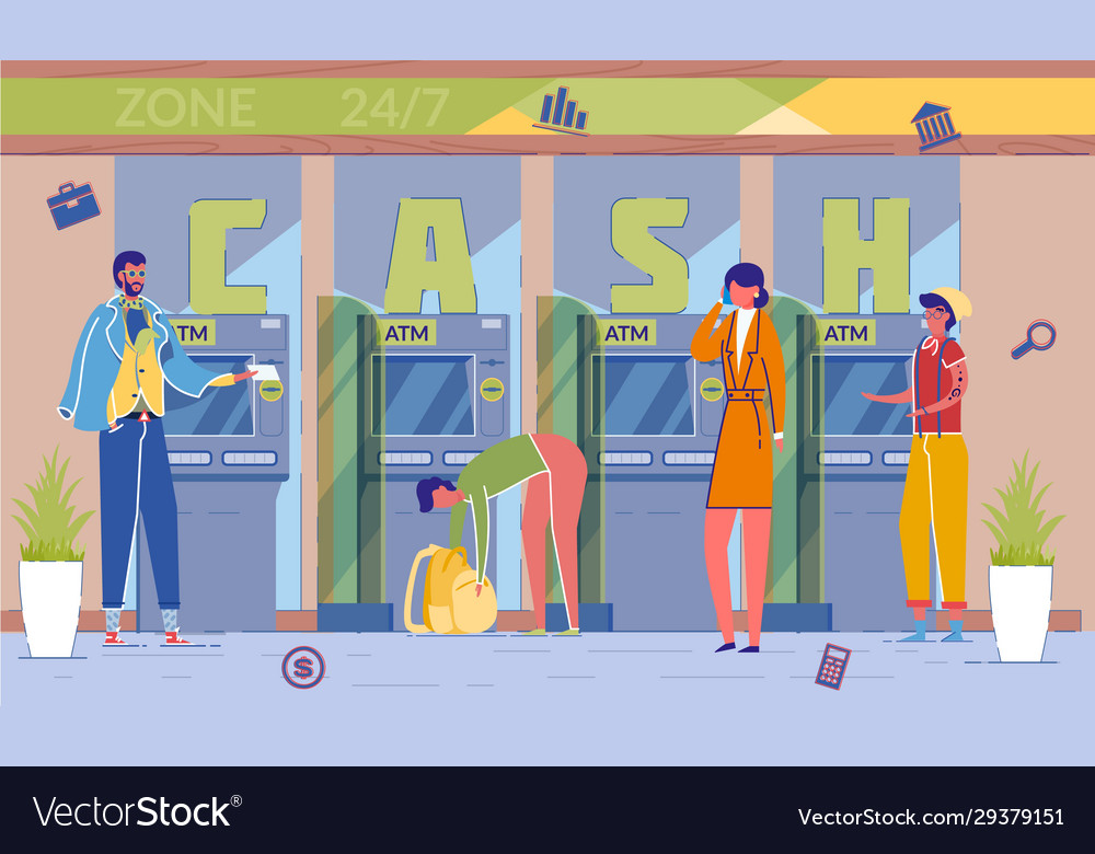 Atm Cash Withdrawal Service Word Concept Banner Vector Image