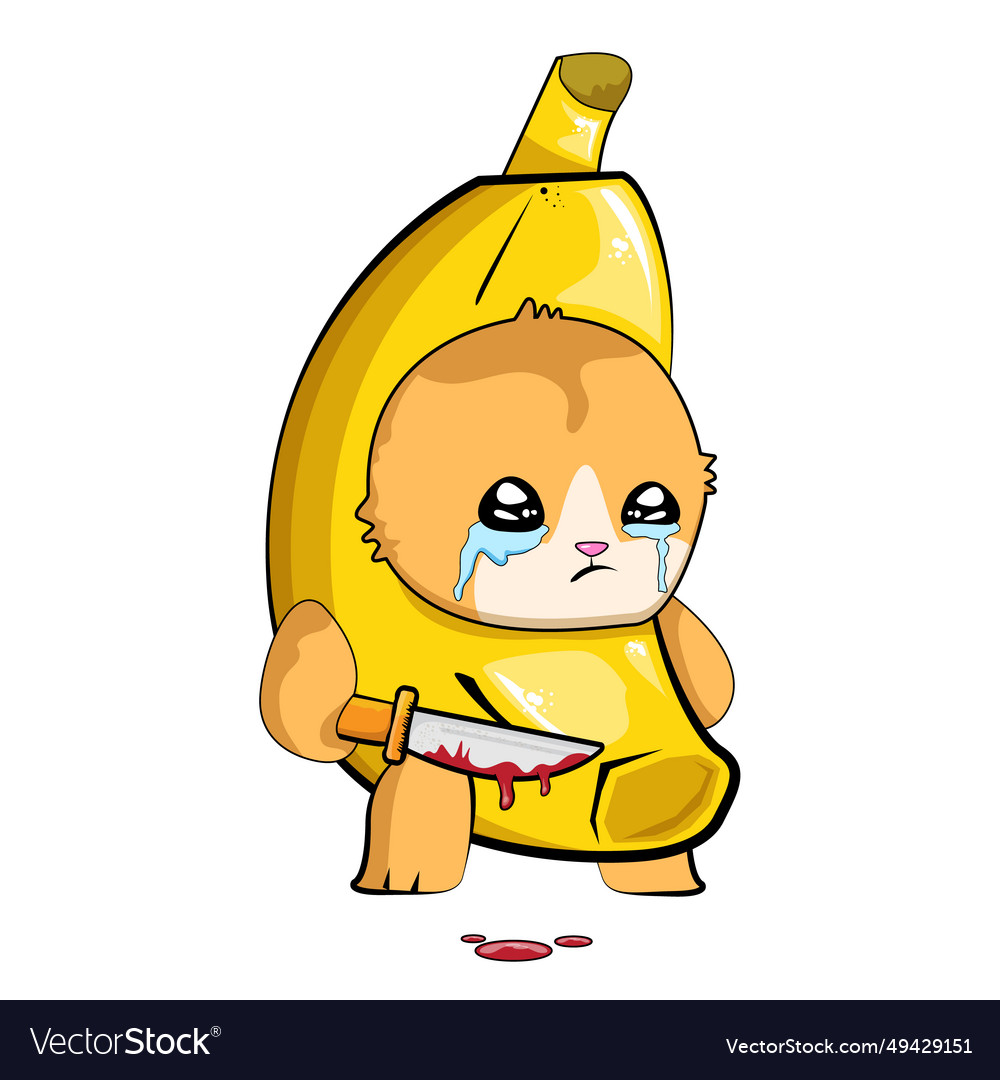 Banana cat holding bloody knife isolated Vector Image