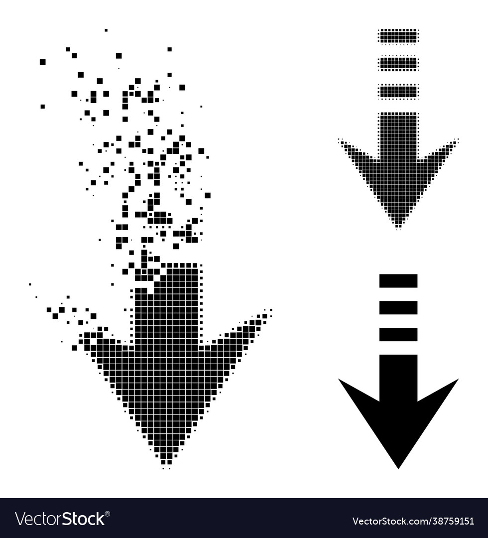 Dissolved and halftone dot send down glyph vector image Dissolved and halftone dot send down glyph