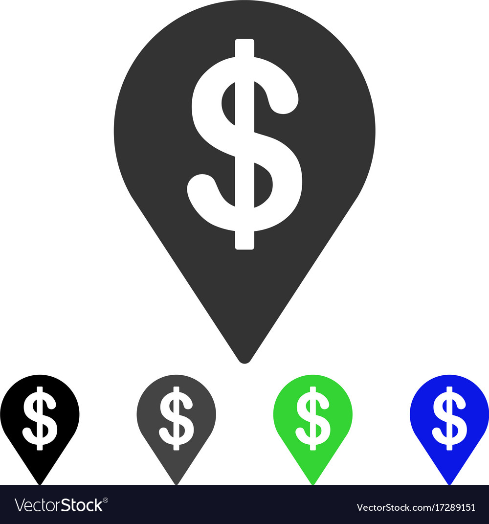 Dollar map pointer flat icon