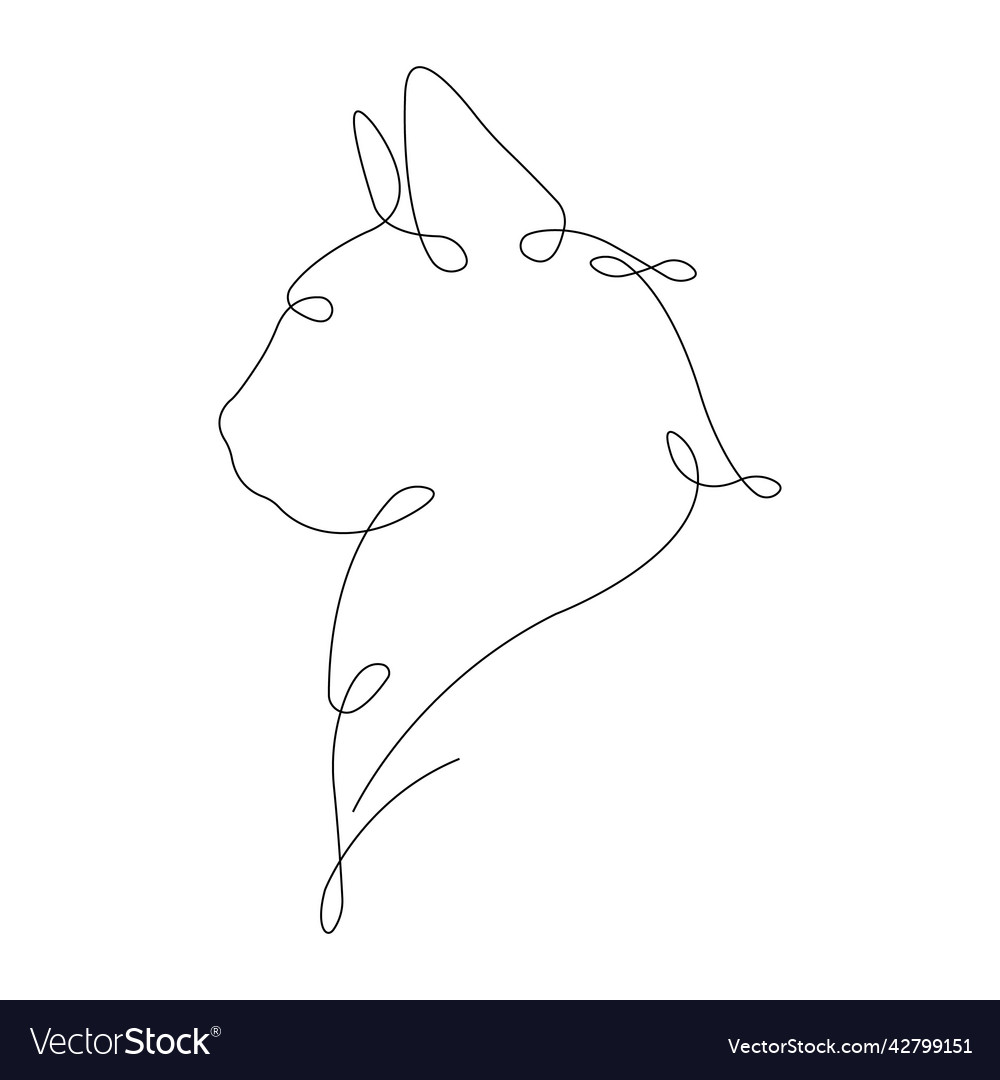 Feline face drawn in one continuous line Vector Image