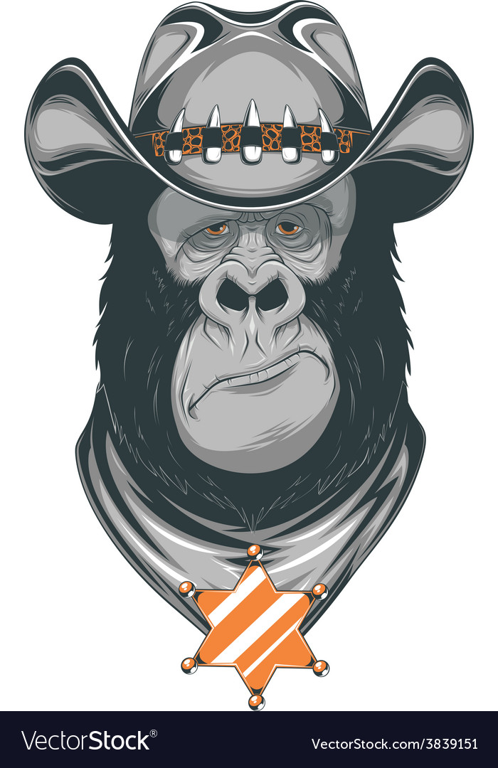 Gorilla - cowboy Royalty Free Vector Image - VectorStock