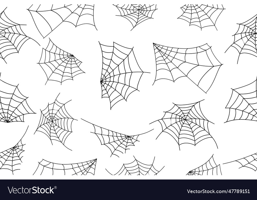 Halloween spider web seamless pattern white