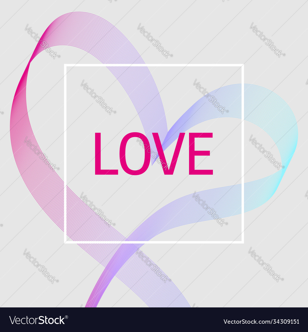 Heart many colored lines over square frame vector image Heart many colored lines over square frame