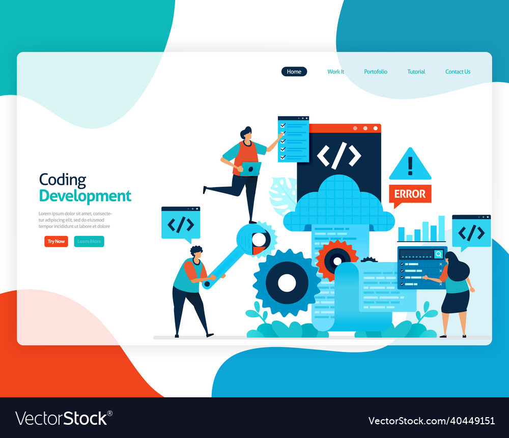 Homepage landing page flat of coding development