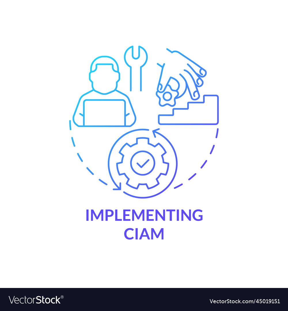 Implementing ciam blue gradient concept icon vector image Implementing ciam blue gradient concept icon