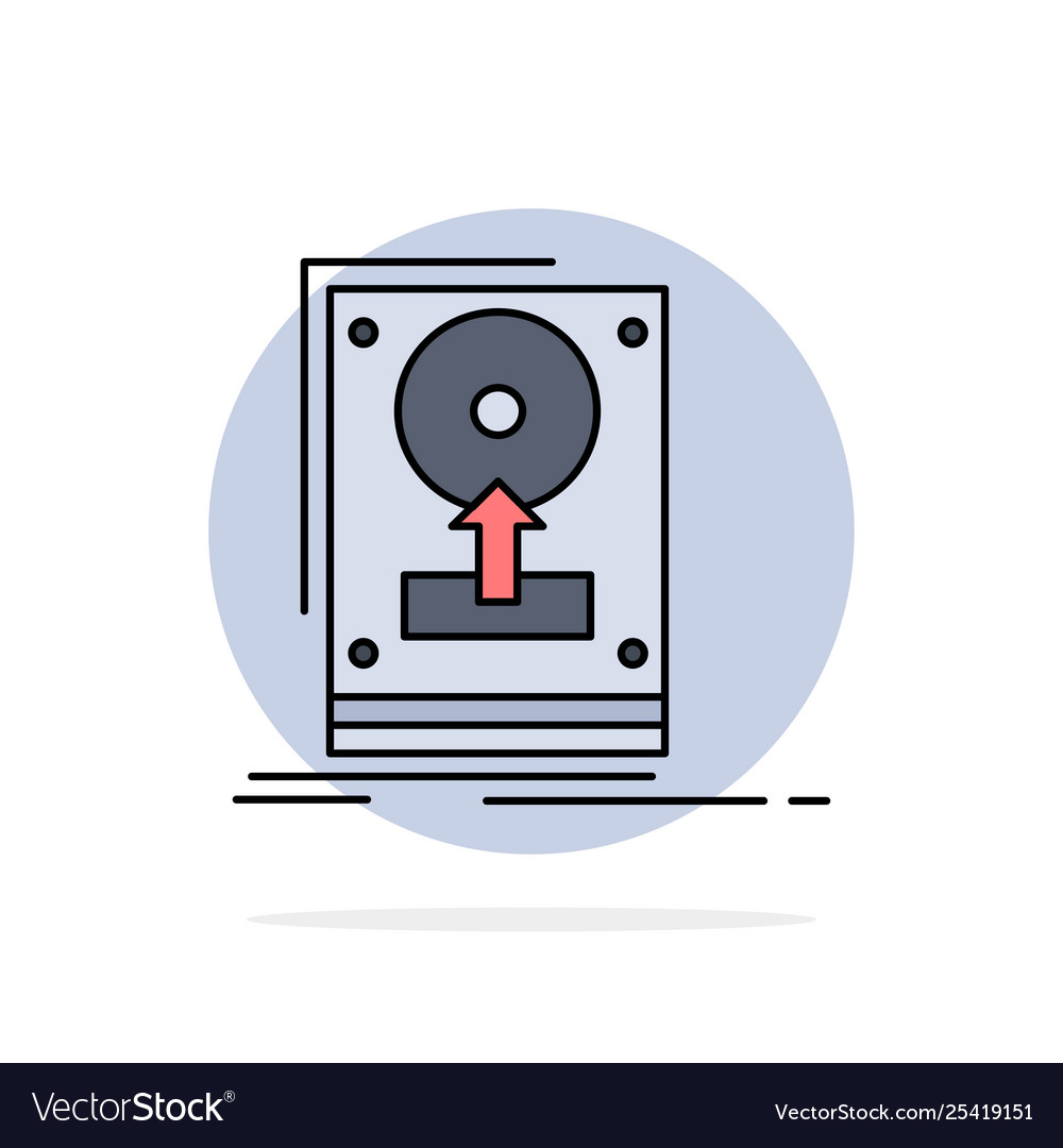 Install drive hdd save upload flat color icon vector image Install drive hdd save upload flat color icon
