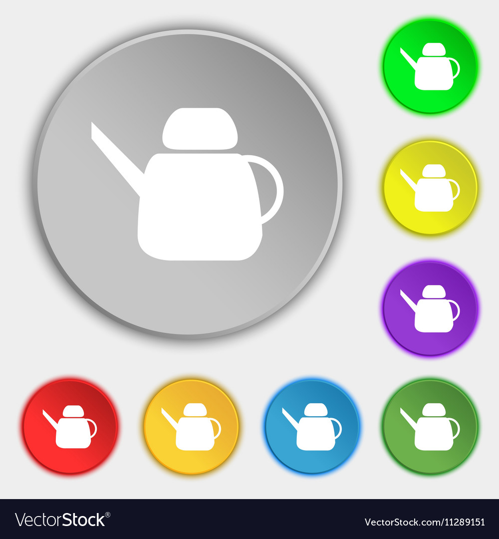 Kettle icon sign symbol on eight flat buttons Vector Image