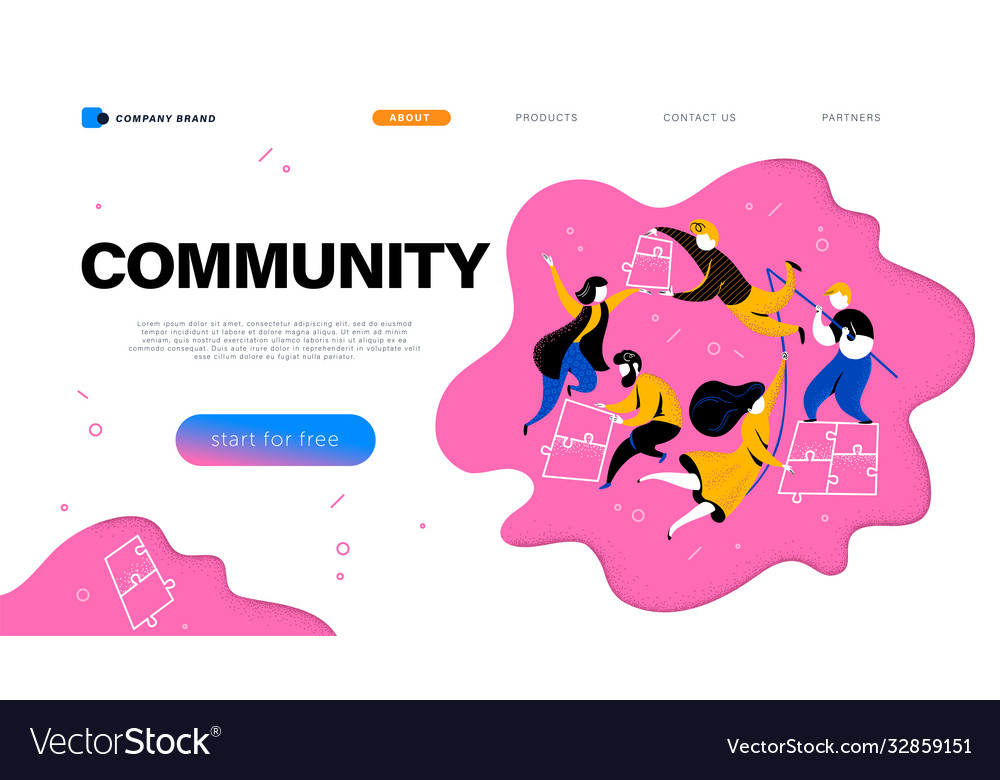 Landing Page Design mit Community Konzept Menschen