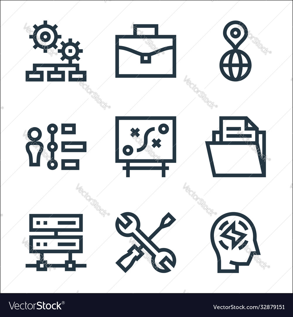 Management line icons linear set quality