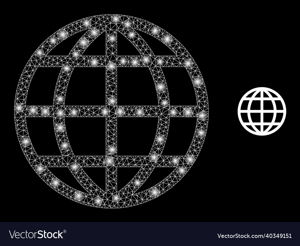Mesh web global with illuminated network vector image Mesh web global with illuminated network
