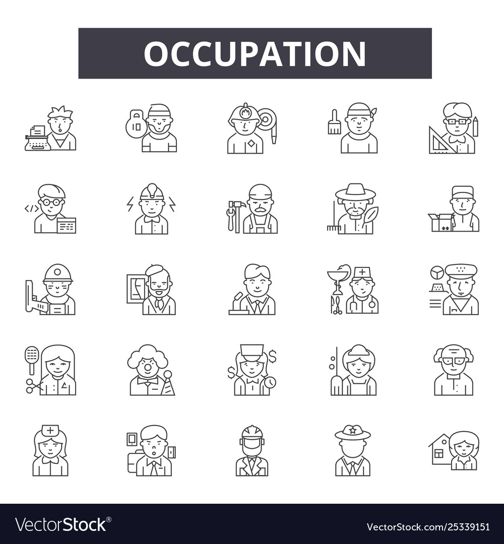 Occupation line icons signs set linear