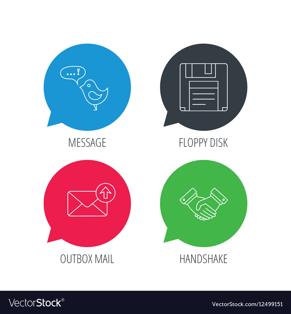Outbox mail message and handshake icons