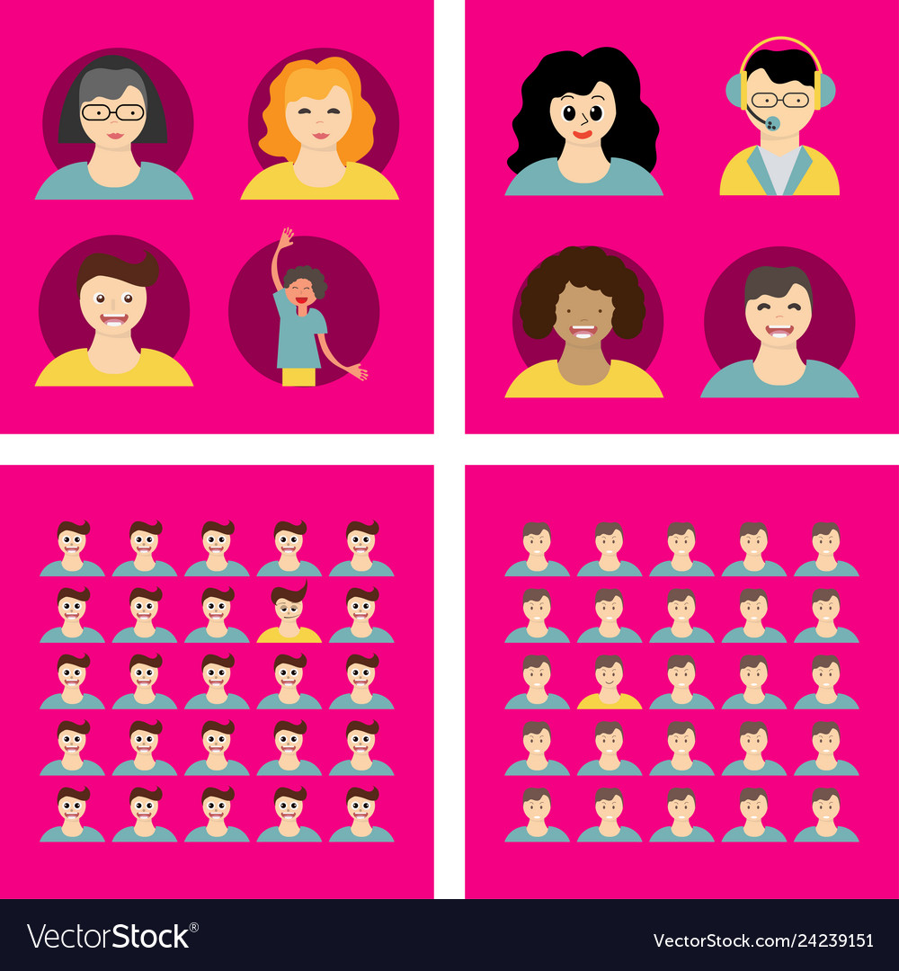 People icon set in trendy flat style isolated