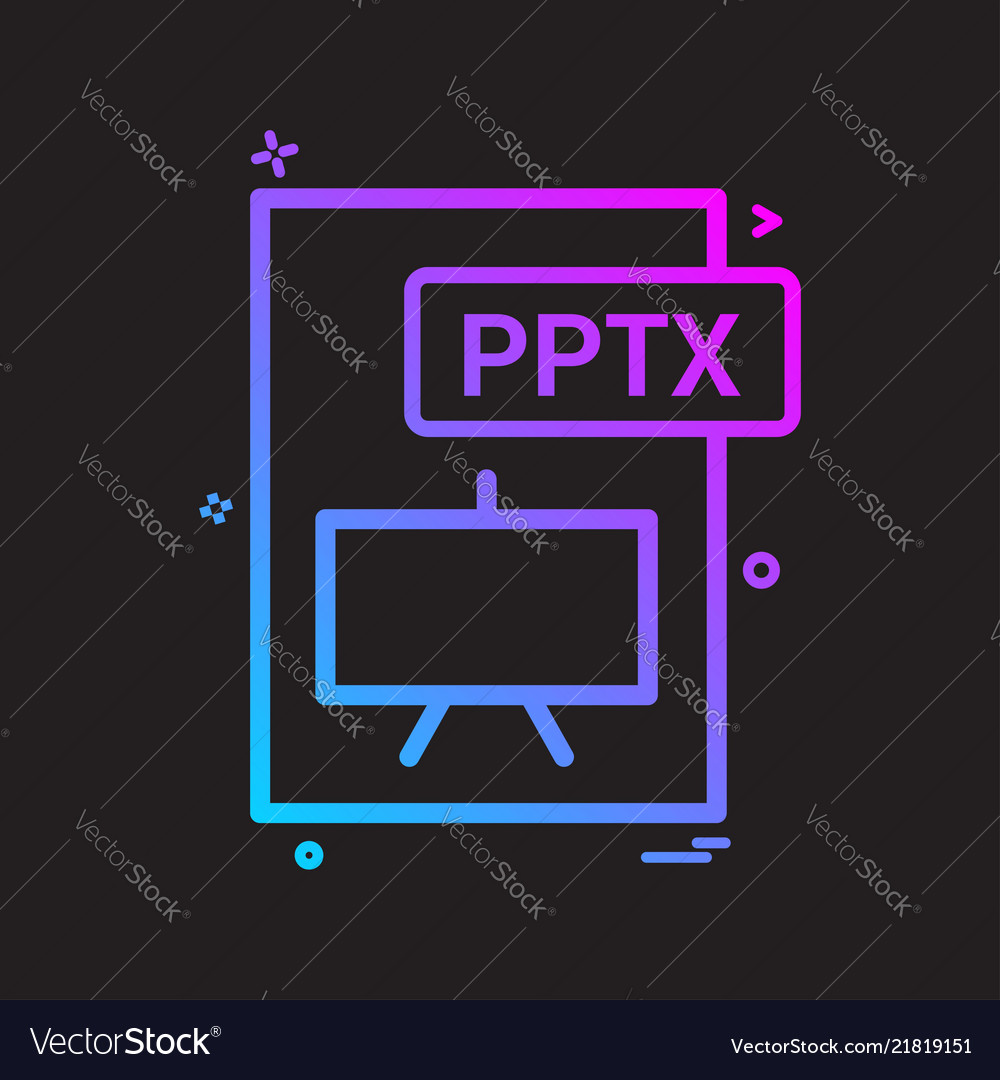 Pptx file format icon design vector image Pptx file format icon design