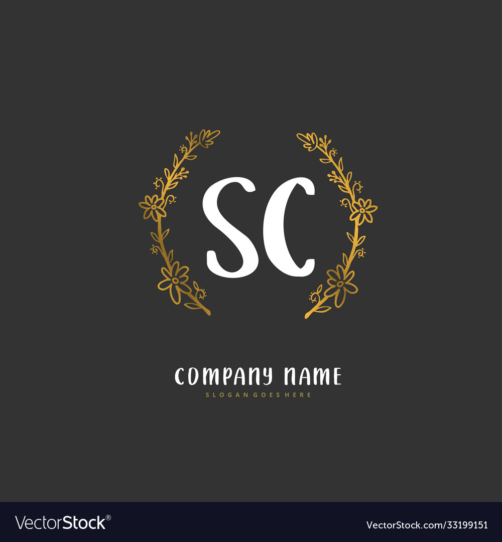 S c sc initial handwriting and signature logo